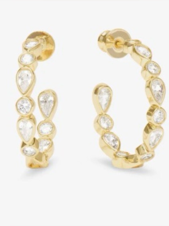 Melinda Maria Jewelry - Melinda Maria Isla Hoops 1"
Gold|White Diamondettes